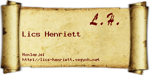 Lics Henriett névjegykártya